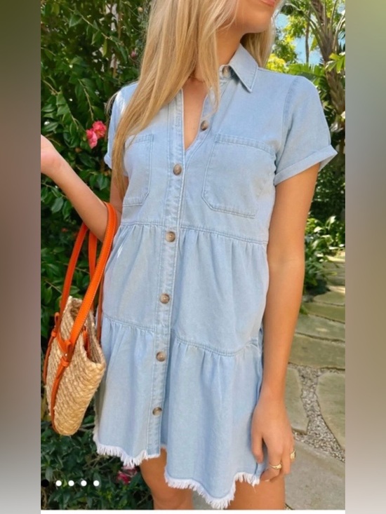 Show Me Your MuMu Dresses & Skirts - Show Me Your Mumu Birmingham Tiered Button-Down Denim Mini Dress Size Medium